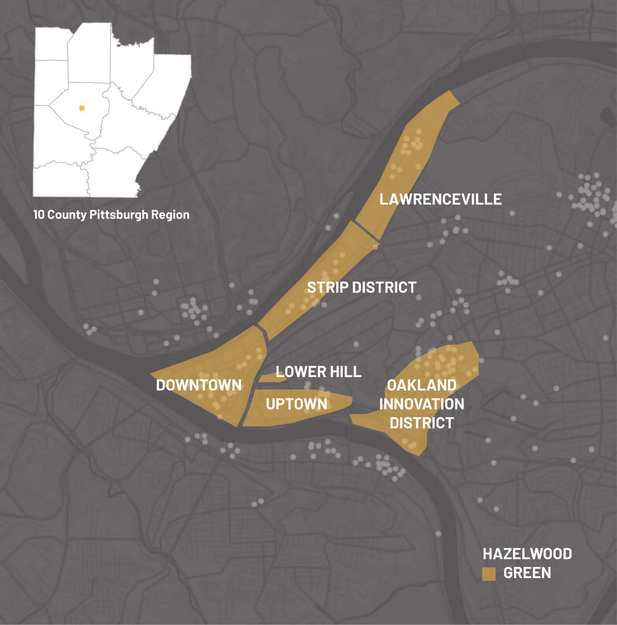 Map of the city of Pittsburgh’s districts 