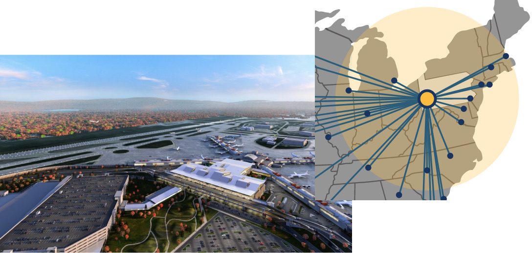 Companies headquartered in Pittsburgh have access to highways, waterways, airways, and railways.