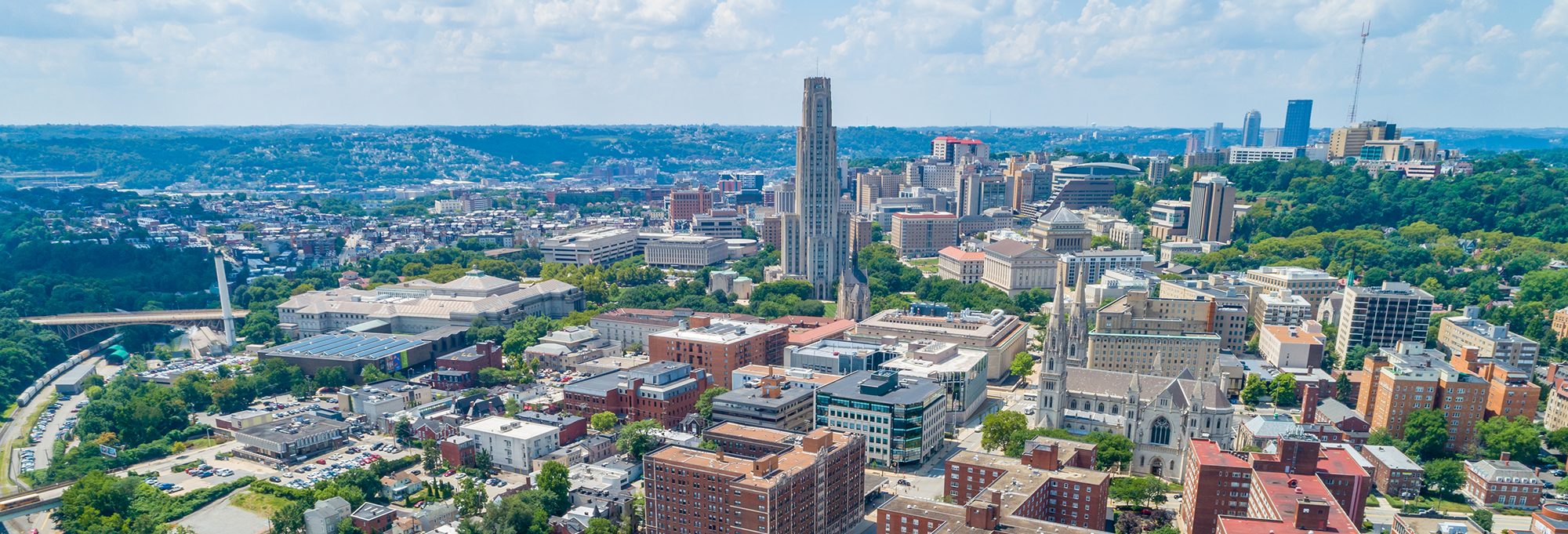 Aerial view of the Pittsburgh metro area and its 10 southwestern counties