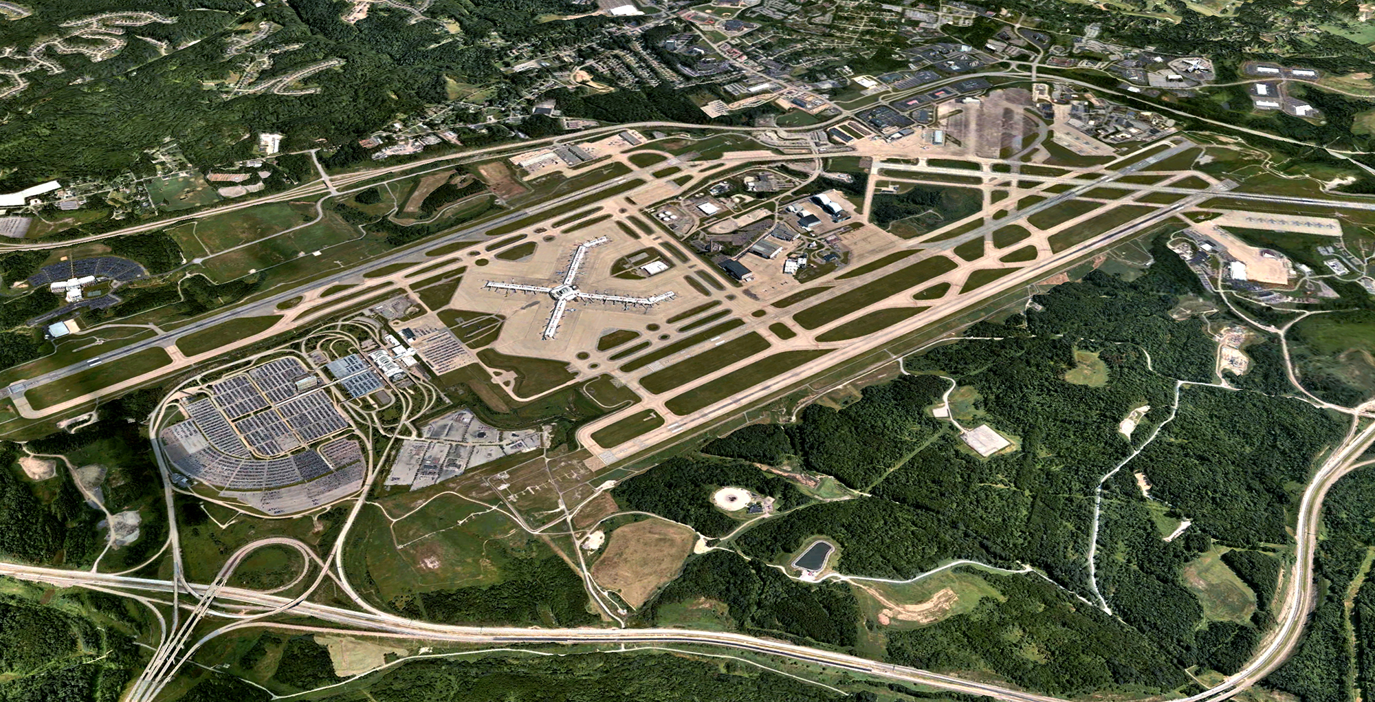 Pittsburgh International Airport, completely powered by natural gas and solar energy