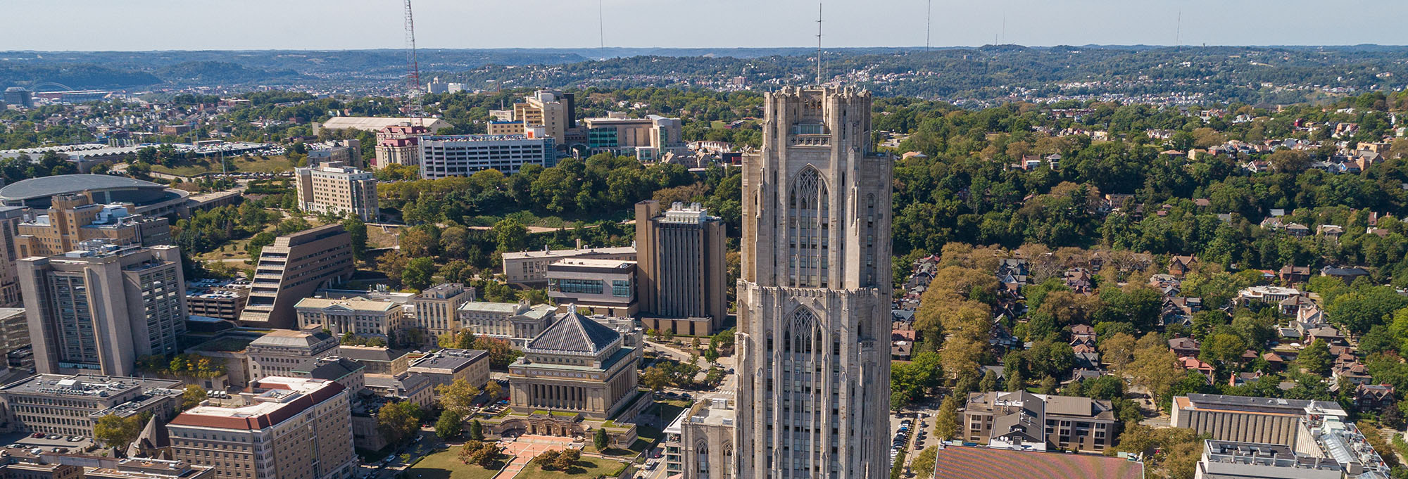 Aerial view of the University of Pittsburgh’s main campus