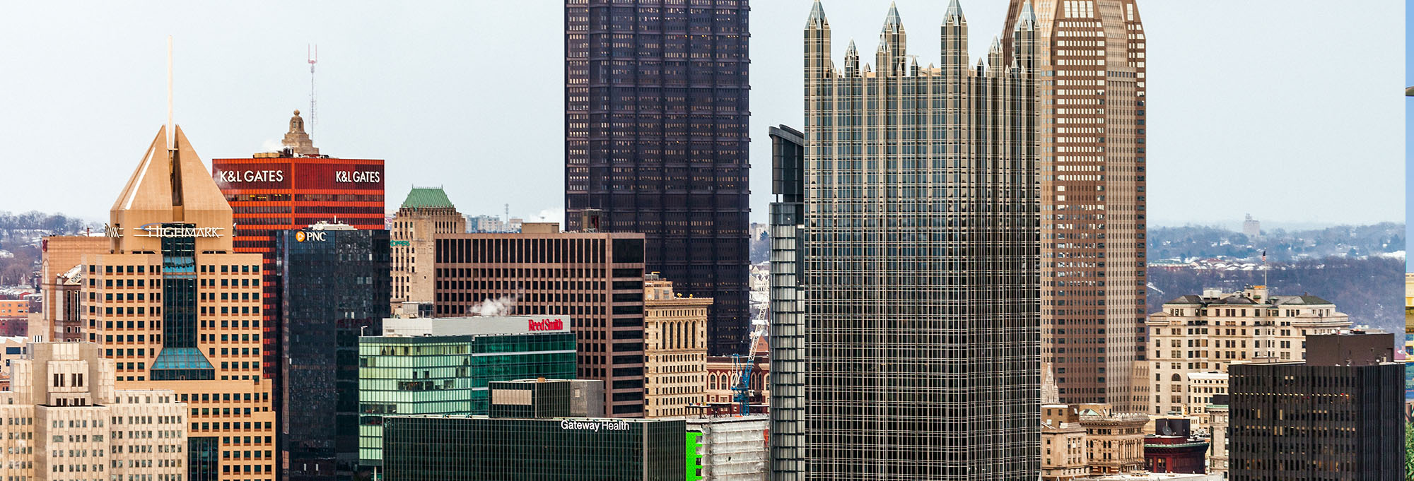 Pittsburgh’s city skyline with skyscrapers