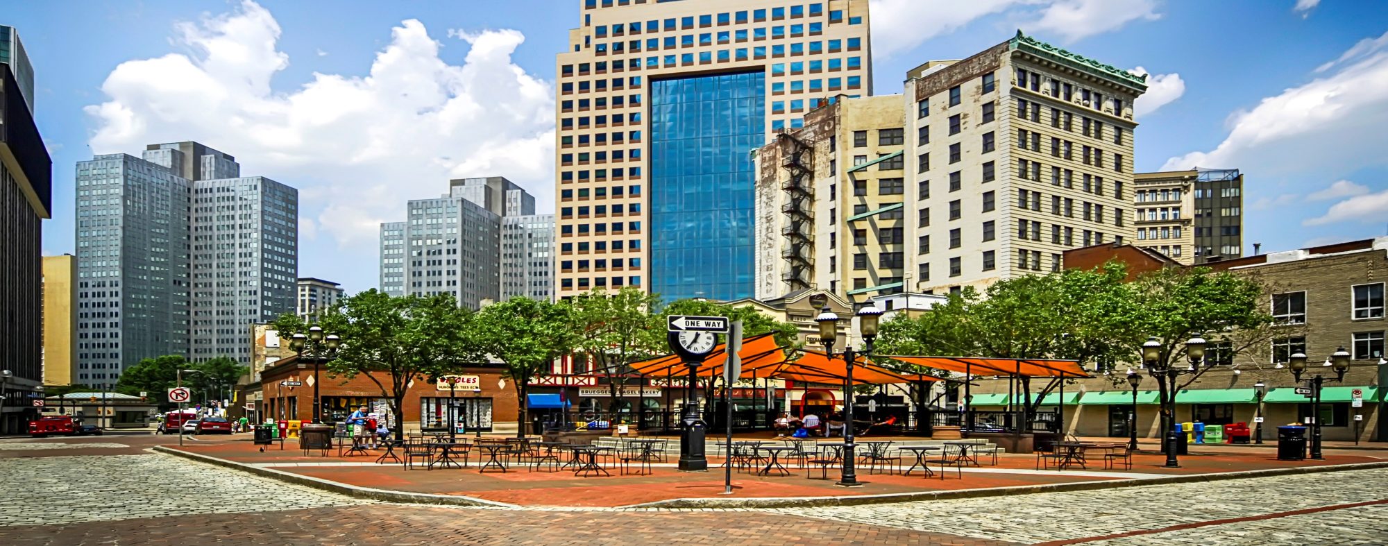 A view of a downtown, one of the many options for Pittsburgh commercial real estate