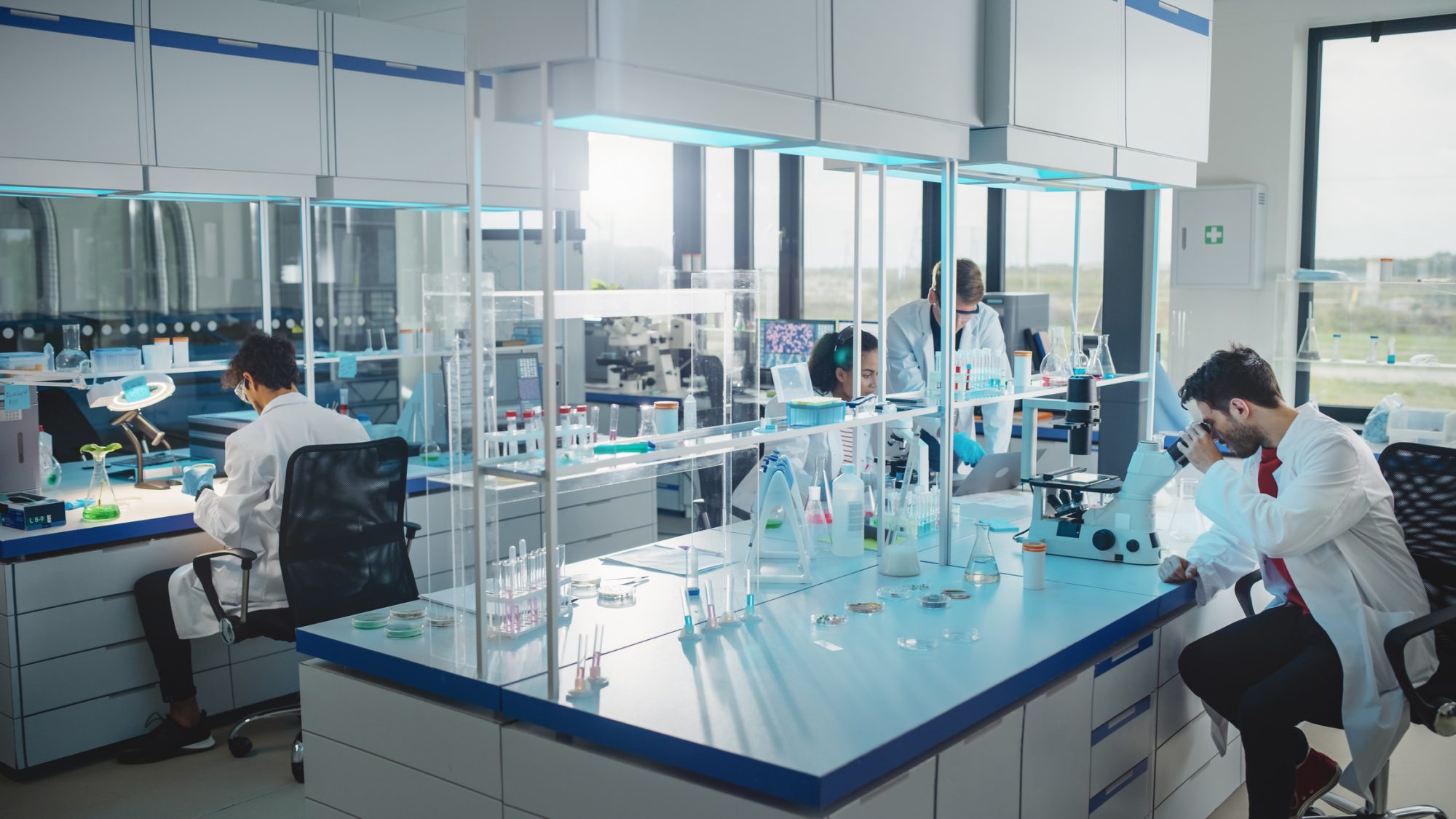 Employees working in a biotech lab