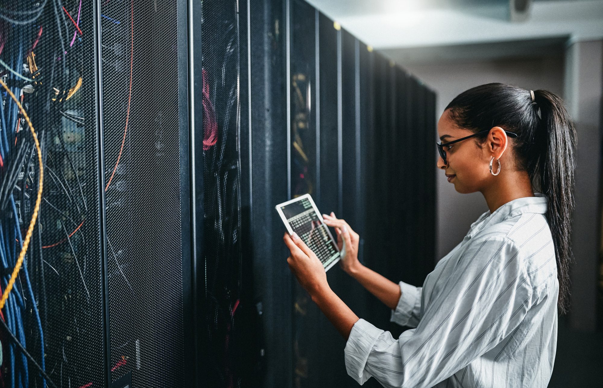 An employee working in cybersecurity, one of the top industries in Pittsburgh 