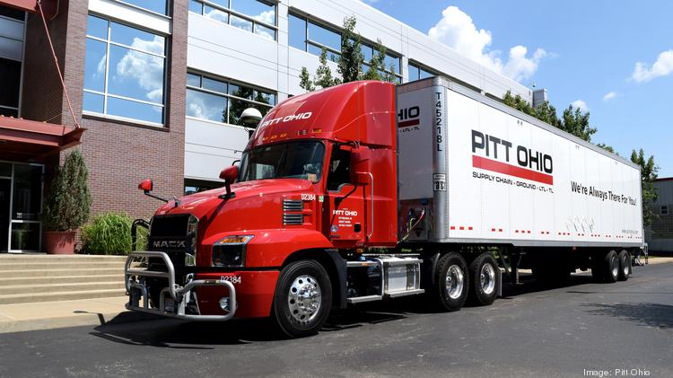 Pitt Ohio truck parked in front of building