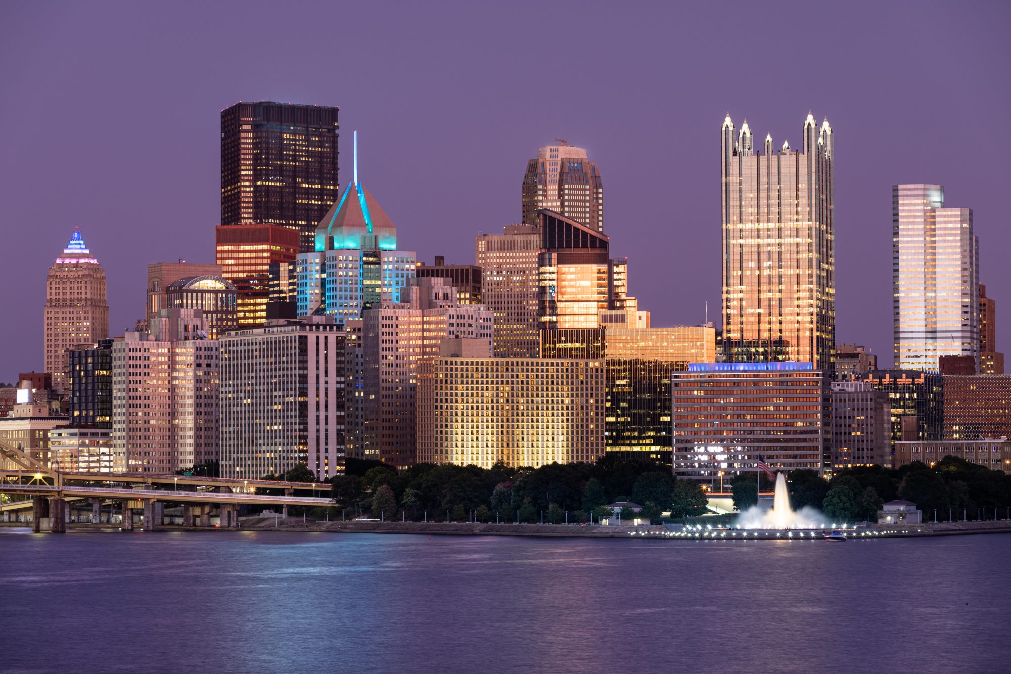 Cityscape of Pittsburgh, Pennsylvania. Allegheny and Monongahela Rivers in Background.