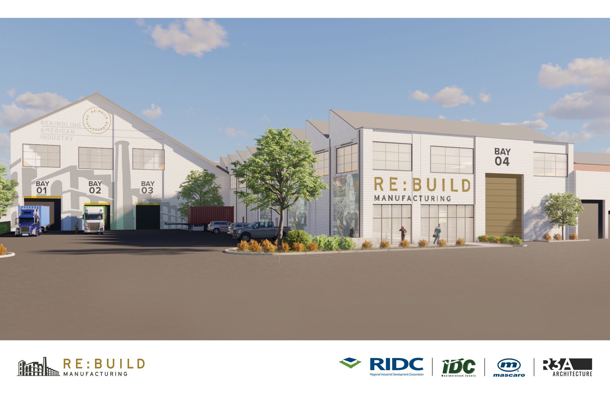 An illustration of a new Re:Build facility coming to the New Kensington Advanced Manufacturing Park.
