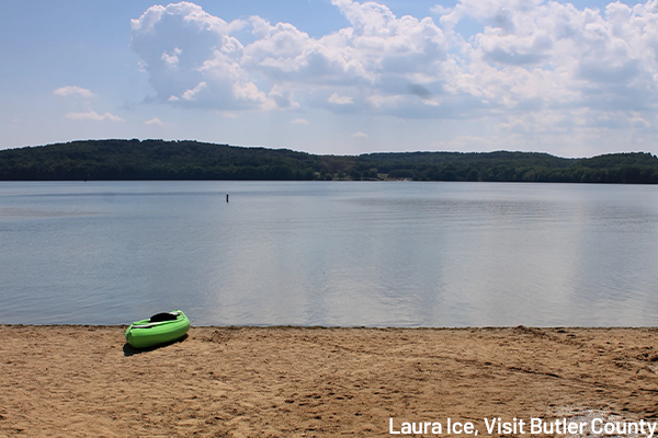 Kayak on a Pittsburgh shoreline