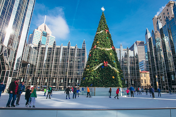 Ice skating in downtown Pittsburgh