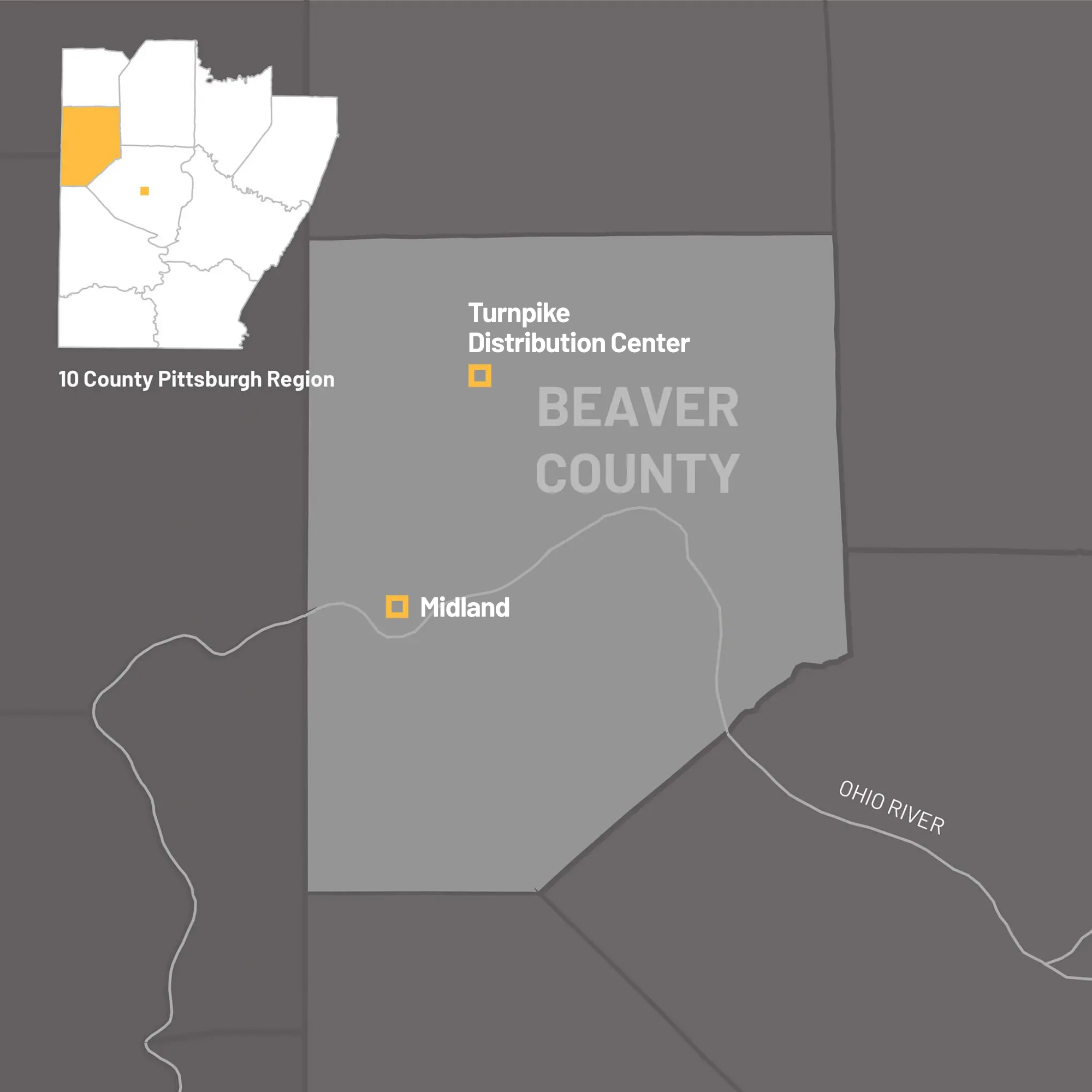 Map of Beaver County, PA