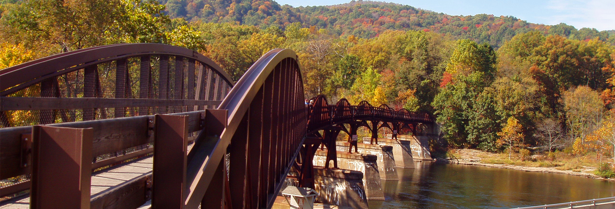 View of a bridge in Ohiopyle State Park in Fayette County, Pennsylvania