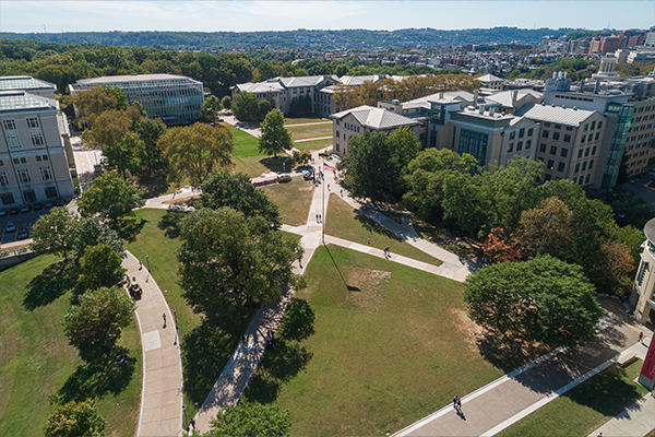 An aerial view of Carnegie Mellon University's campus in Pittsburgh.