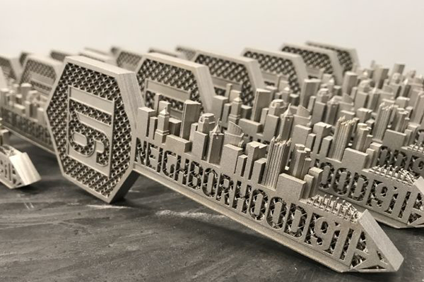 Pittsburgh additive manufacturing campus, Neighborhood 91, logo 3D printed. 
