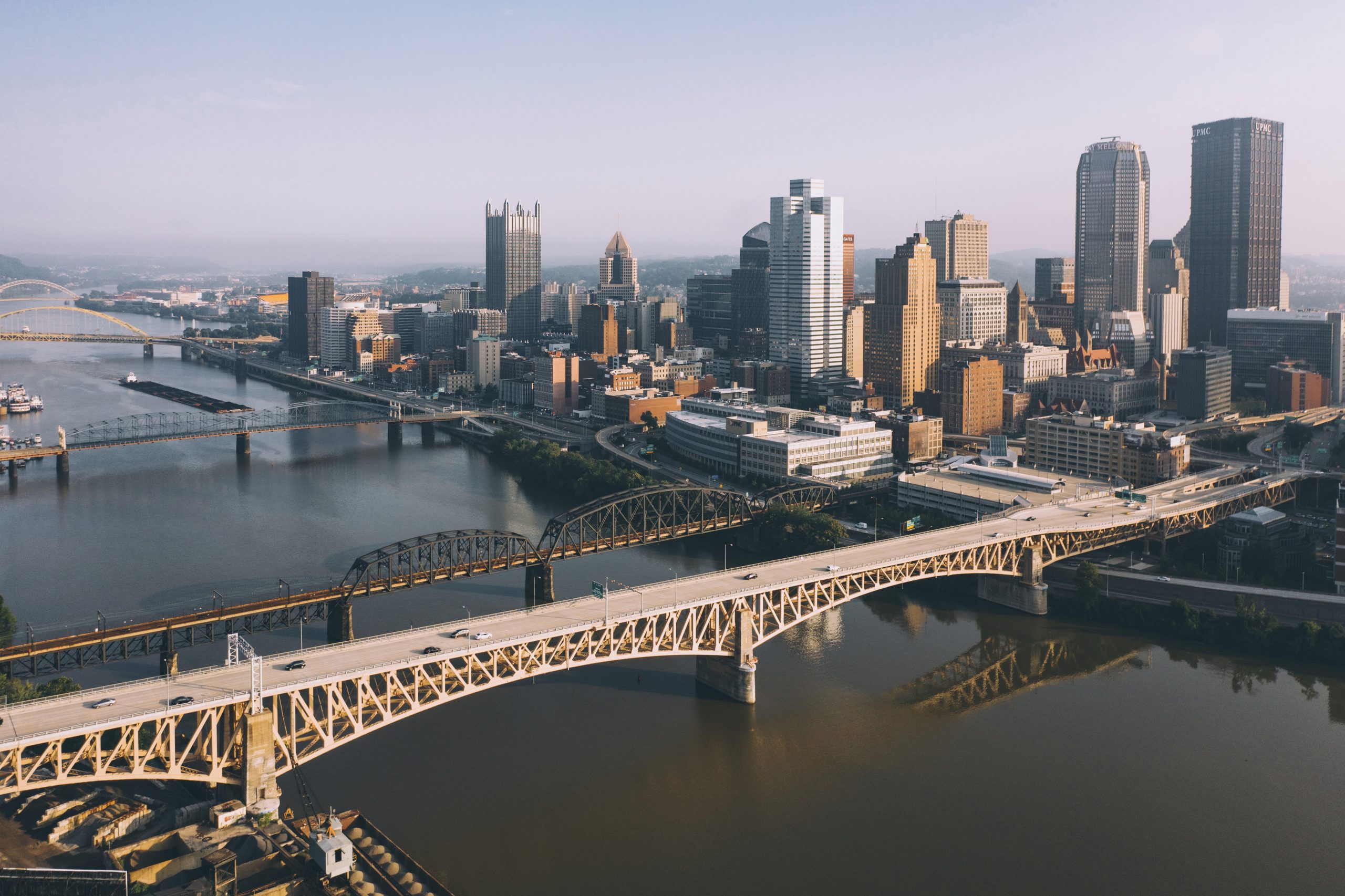 Aerial view of Liberty Bridge in Pittsburgh, Pennsylvania  