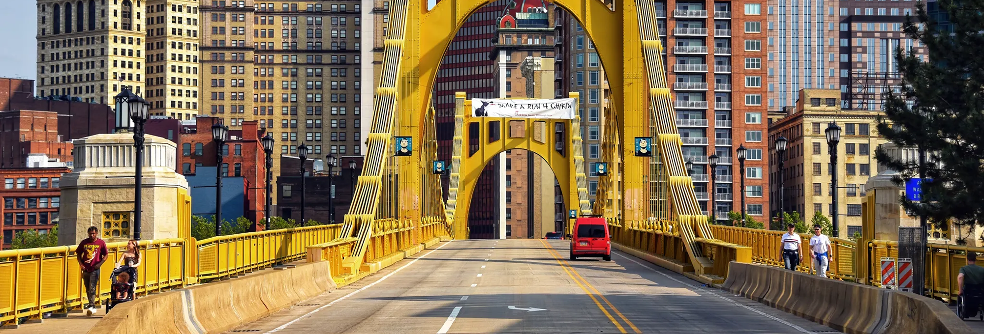 A view of the Pittsburgh skyline from the Andy Warhol Bridge