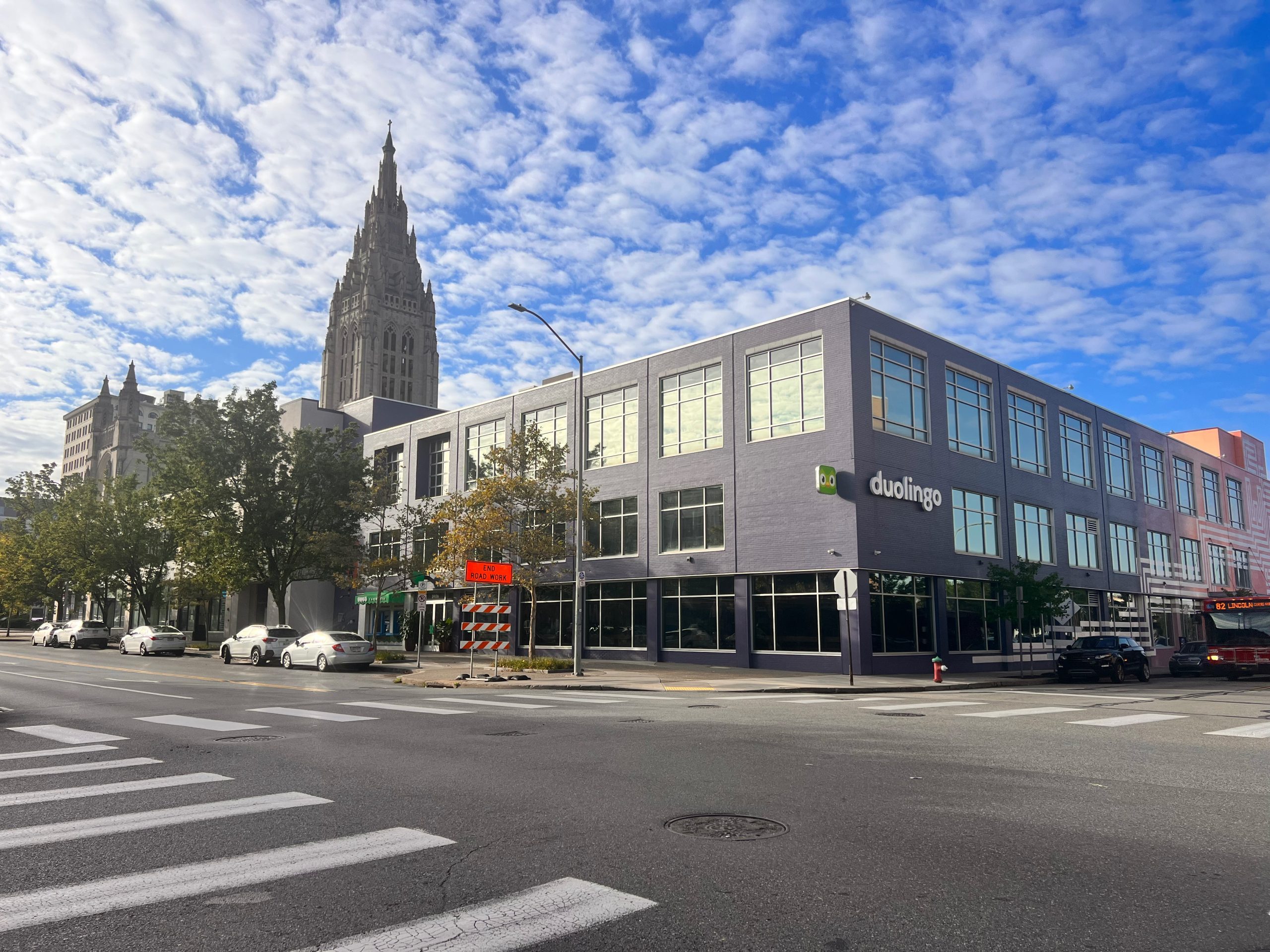 Daytime view of Duolingo headquarters in Pittsburgh, one of the tech companies at the center of the AI industrial revolution