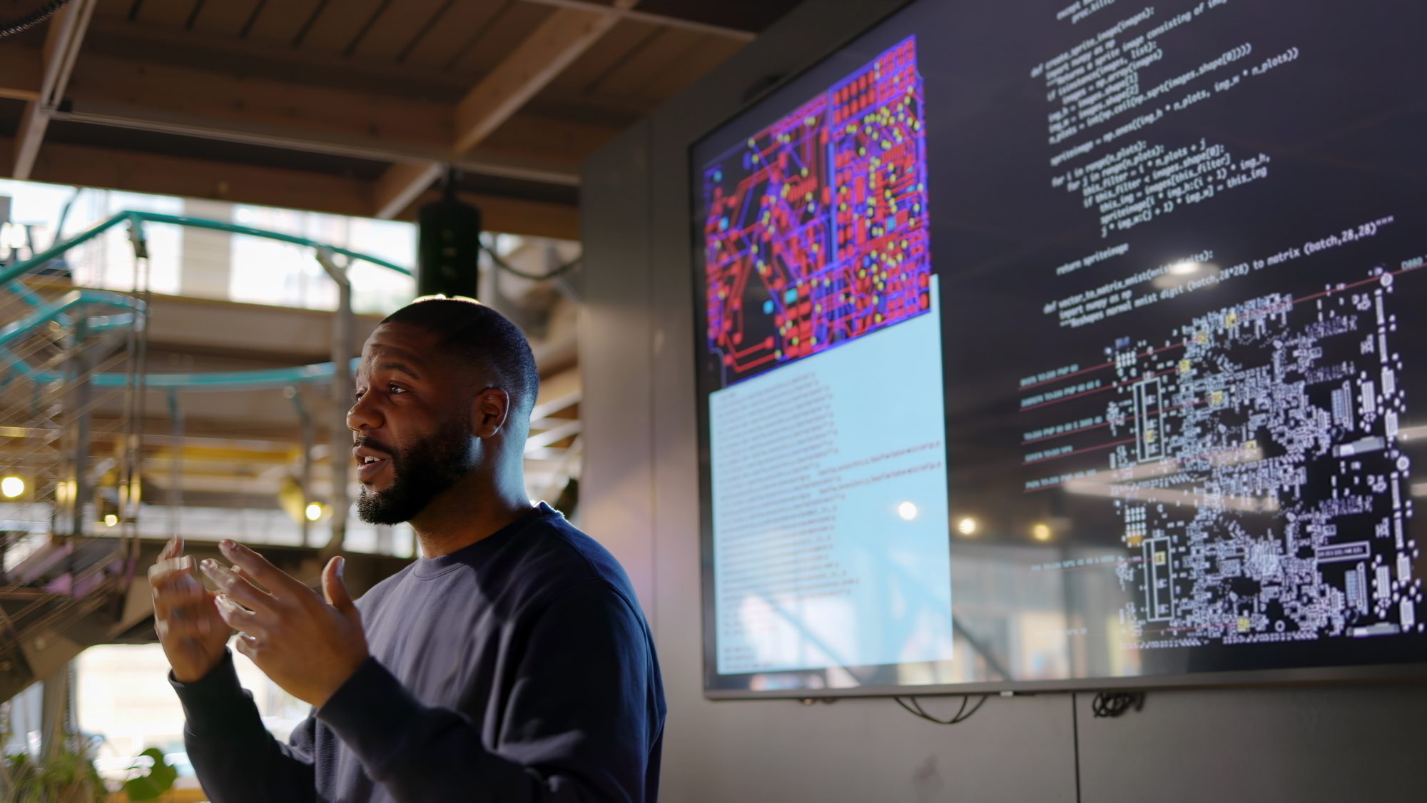 Man conducting seminar on artificial intelligence